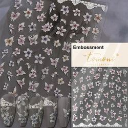 Dreamy Charming Shiny Beautiful Black White Butterfly Flower Love Heart Bowknot 5D Self Adhesive Nail Art Sticker Manicure Decal (ONLINE ORDER ONLY)