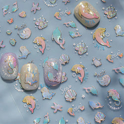 Starfish Dolphin Otter Shell Conch Whale Seahorse Pearl Oyster Infauna Self Adhesive Nail Art Stickers Manicure Decals Wholesale (ONLINE ORDER ONLY)