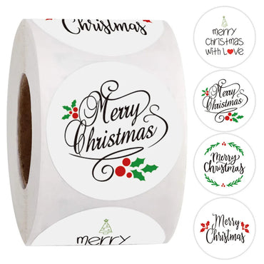 100-500Pcs White Merry Christmas Label Stickers for Card Gift Package Wrapping Festival Party Baking Small Business 1inch (Online Order Only)