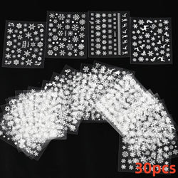 30 Sheets Cute Penguin Winter Nail Stickers Set 3D Snowflake Christmas Decals Tree Elk Bell Self Adhesive Slider Manicure Tips * (ONLINE ORDER ONLY)