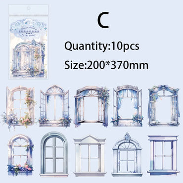 10pcs/pack Window Flower Material Paper Junk Journal DIY Scrapbooking Collage Materials Planner Creative Stationery Sticker (ONLINE ORDER ONLY)