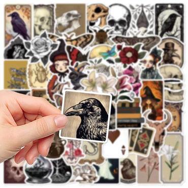 10/50Pcs Gothic Dark Romance Witch Skull Stickers Aesthetic DIY Kids Diary Suitcase Scrapbook Phone Laptop Luggage Decal Sticker (Online Order Only)