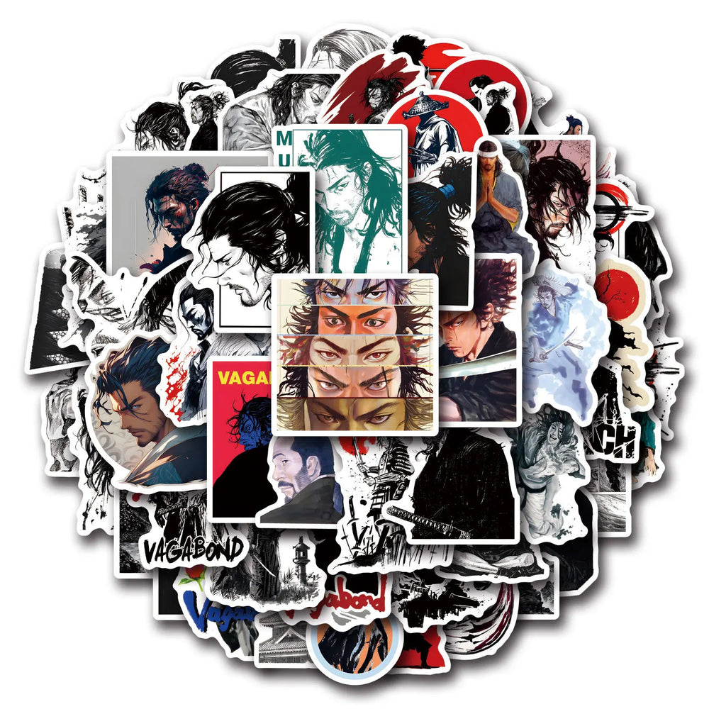 55pcs Vagabond Anime Stickers for Suitcase, Phone, Car, Laptop, Scooter, Fridge (Online Order Only)