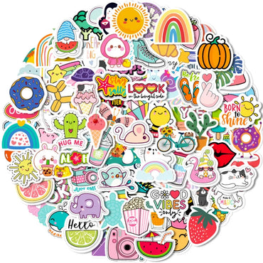 100pcs Kawaii Cute Sticker Vsco Live Aesthetics for Kid Colorful Sticker DIY Laptops Water Bottles Phones Decorative Stickers (Online Order Only)