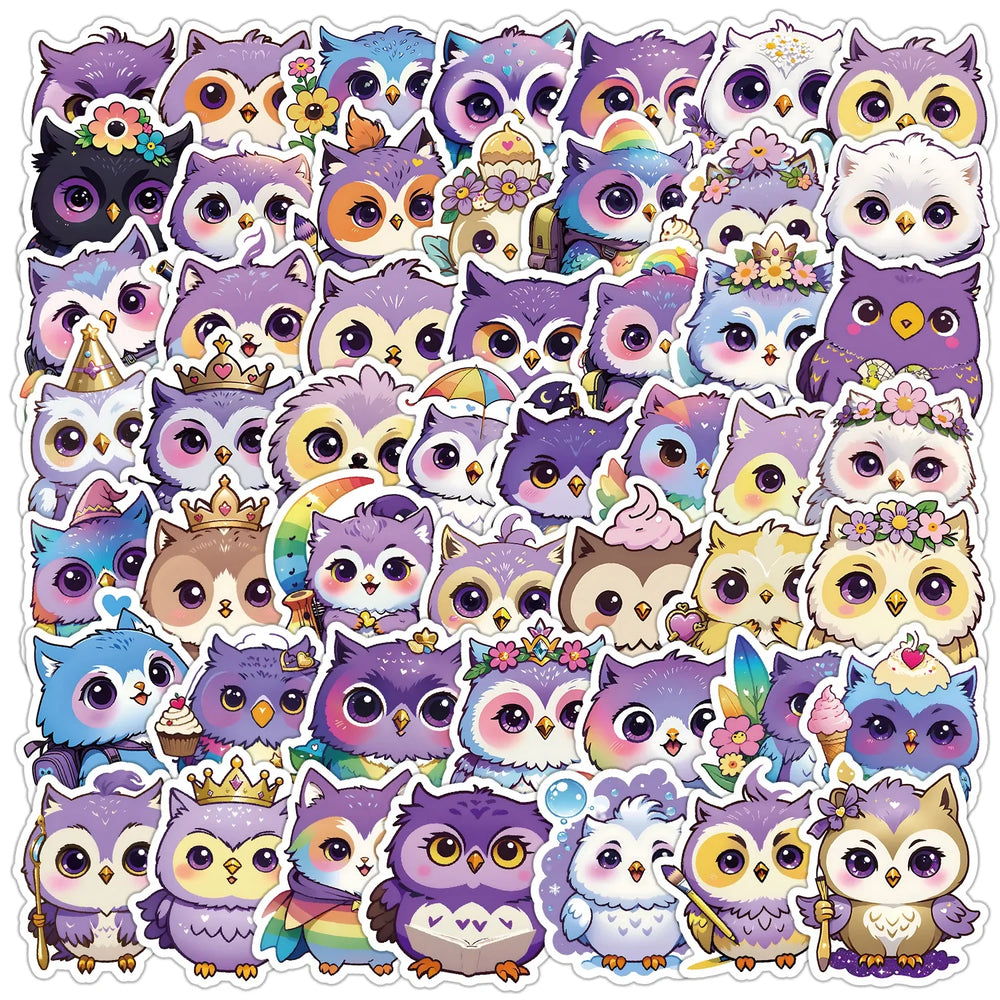 50Pcs Cute Owl Graffiti Stickers for Helmet, Wall, DIY Decoration (ONLINE ORDER ONLY)