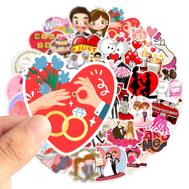 10/30/50PCS Valentine Wedding Love Stickers Cartoon Cute Decals Toys Gift DIY Decoration Laptop Scrapbook Phone Guitar Sticker (ONLINE ORDER ONLY)