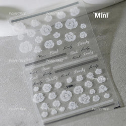 White Pink Flower Dreamy Romantic Petal Jelly Shiny Peach Blossom Polarized Light Delicate Nail Art Stickers 5D Manicure Decals (ONLINE ORDER ONLY)