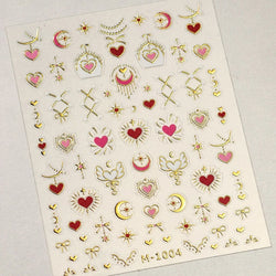 Red Sexy Love Heart Flower Hot Stamping Wing Star Moon Bowknot Sun Punk Adhesive Nail Art Decorations Stickers Manicure Decals (ONLINE ORDER ONLY)