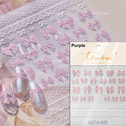 Retro White Lace Bandage Line Bowknot Irregular Fabric Cording Square Calligraphy Adhesive Nail Art Sticker 3D Manicure Decals (ONLINE ORDER ONLY)