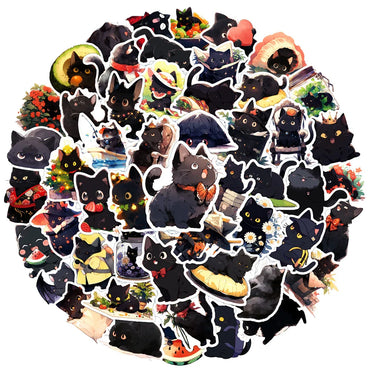 10/30/50pcs Cute Cartoon Black Cat Stickers Decals Laptop Motorcycle Phone Car Diary Luggage Decoration Sticker for Kids Toys (ONLINE ORDER ONLY)
