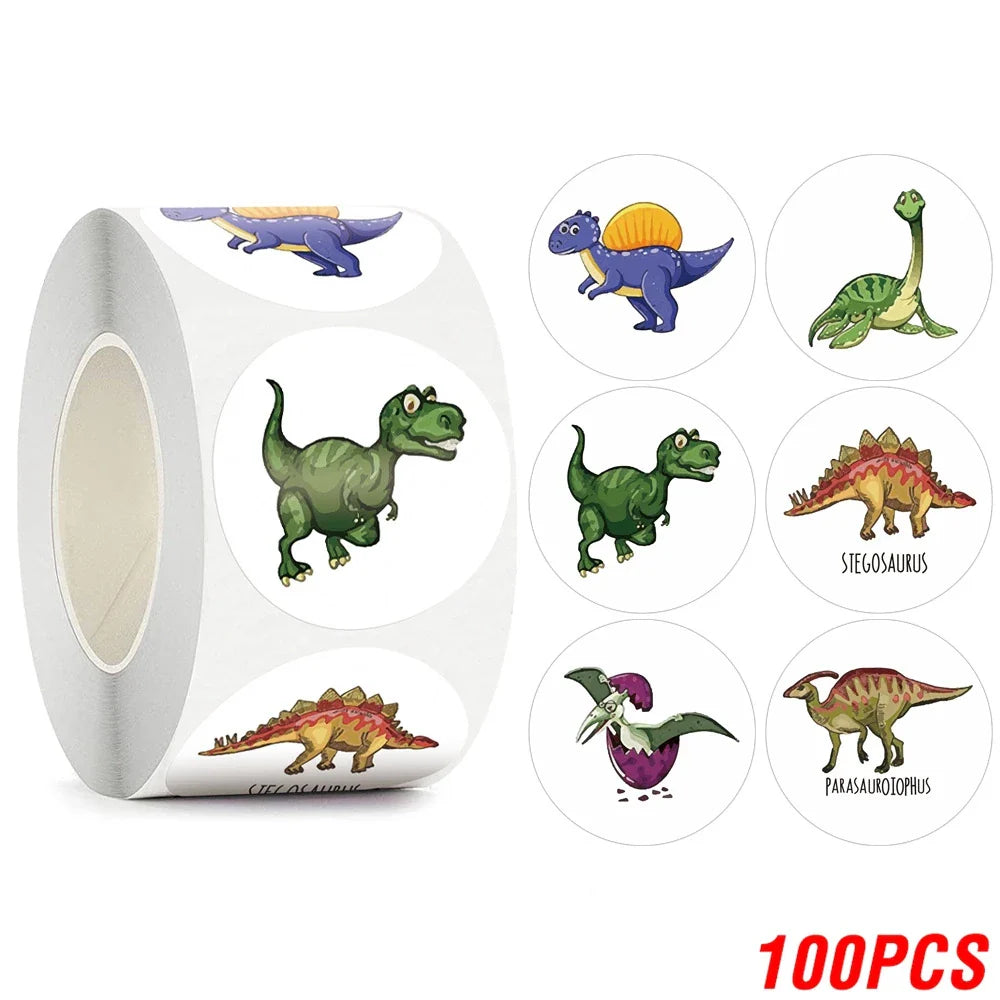 100-500PCS Children's Cartoon Stickers Little Dinosaur Pattern Kids Stationery Supplies School Teacher Supplies Reward Stickers (Online Order Only)