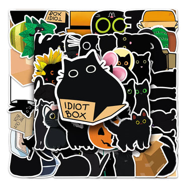 10/30/50PCS Cartoon Black Cat Stickers Cute Decals Phone Notebook Fridge Phone Laptop Luggage Suitcase Decoration Kids DIY Toy (ONLINE ORDER ONLY)