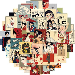 10/50pcs Classic Japanese Style Culture Stickers Aesthetic Girls Kawaii Toy Decals DIY Notebook Laptop Phone Waterproof Sticker (ONLINE ORDER ONLY)