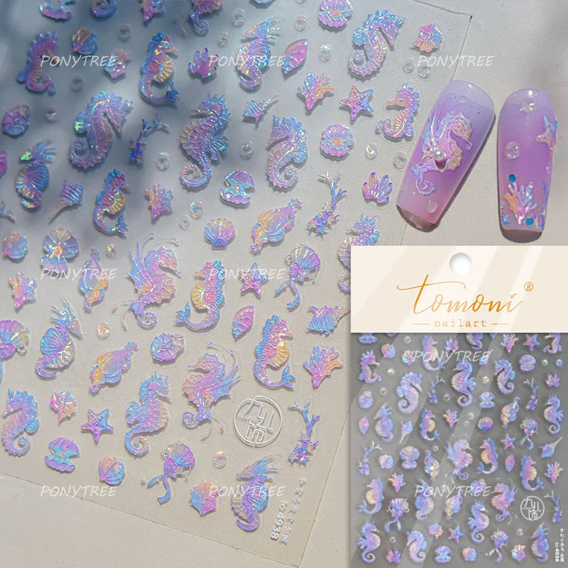 Starfish Dolphin Otter Shell Conch Whale Seahorse Pearl Oyster Infauna Self Adhesive Nail Art Stickers Manicure Decals Wholesale (ONLINE ORDER ONLY)