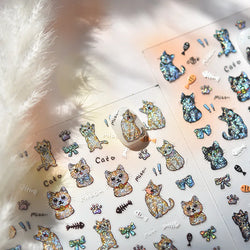 Cute Cat Eye Fishbone Animals Leopard Cat Ginger Cat Kitten Exclamation Point Paw Self Adhesive Nail Art Sticker Manicure Decals (ONLINE ORDER ONLY)