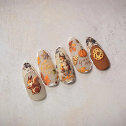Charming Sunflower Rabbit Pumpkin Squirrel Pinecone Deciduous Produce Good Harvests Cookie Nail Art Sticker Decoration Decals (ONLINE ORDER ONLY)