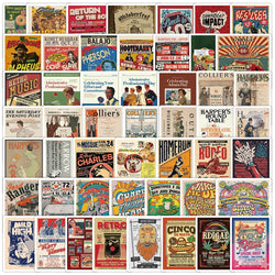 Vintage Poster Stickers: Cool Graffiti Decals for Skateboard, Notebook, Phone, Car, Kids Gifts (10/30/50PCS) (ONLINE ORDER ONLY)