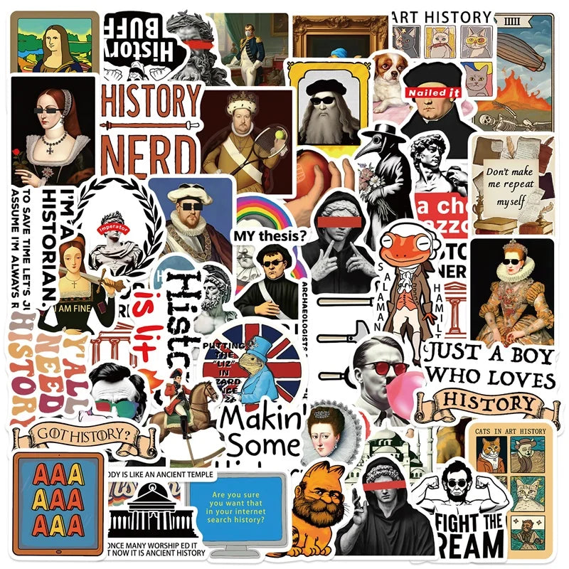 10/30/50PCS Funny History Character Sticky PVC Sticker Aesthetic DIY Decoration Scrapbooking Hand Accounting Supplies for Kids (ONLINE ORDER ONLY)