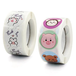 100-500 Pcs New Cartoon Animals Stickers Sealing Labels for Teacher Kids Child Stationery Thank You Business Inch 2.5cm Kawaii (ONLINE ORDER ONLY)