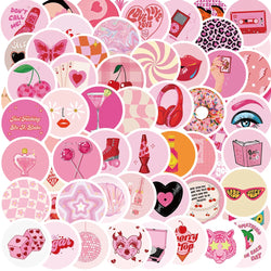 60pcs Pink American Groovy Stickers Aesthetic PVC School Stationery Children Sketchbook Diary Laptop Scrapbook Supplies for Kids (ONLINE ORDER ONLY)