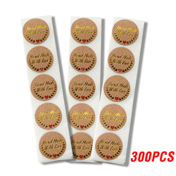 100-500pcs Handmade With Love Stickers 25mm Brown Wedding Stickers For Party Favors Decoration Envelope Seals Stationery (ONLINE ORDER ONLY)