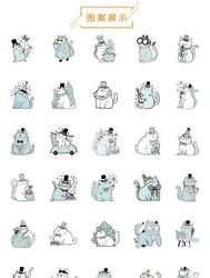10/30/54PCS Cat Wearing a Hat Stickers Cute Cartoon Graffiti Kawaii Cat Sticker DIY Animal Decals Luggage Laptop Phone Guitar (Online Order Only)