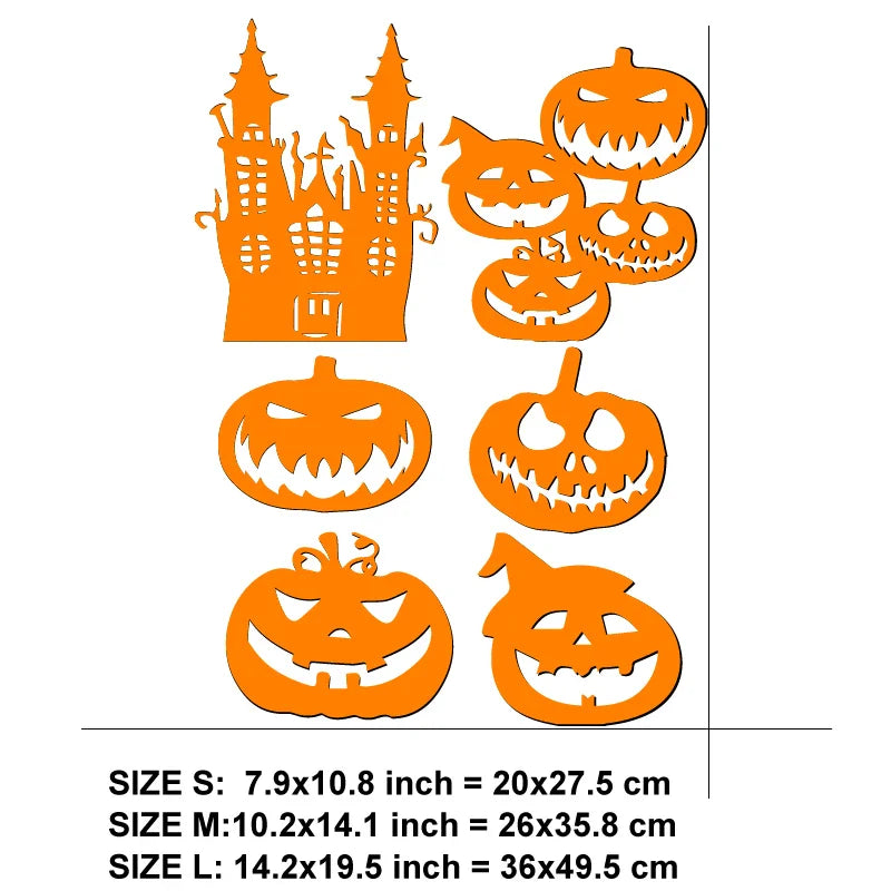 6pcs Halloween Decorative Stickers Castle Pumpkin Lantern Ghost Skull Waterproof  High Quality decal for  car ,window Stickers (ONLINE ORDER ONLY)