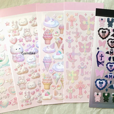 Cute Star Moon Rose Series Laser Stickers Hand Account Idol Card DIY Material Decorative Sticker Personalized Korean Stationery (ONLINE ORDER ONLY)