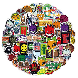 10/30/50/100PCS Skateboard Tide Brand Stickers Graffiti Car Bike Phone Laptop Skateboard Guitar Cool Waterproof Sticker Kids Toy (Online Order Only)