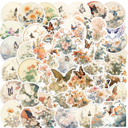 10/50pcs Ins Cute Cartoon Butterfly Flower Stickers Aesthetic DIY Luggage Guitar Notebook Phone Graffiti Decoration Sticker Toy (Online Order Only)