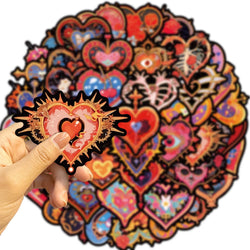 50pcs Retro Fancy Flower Skull Heart Stickers For Luggage Laptop Phone Water Bottle Vinyl Cartoon Waterproof Graffiti Decals (ONLINE ORDER ONLY)