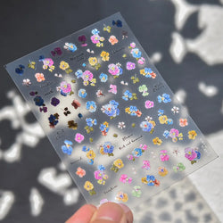 Colorful Embroidery Peony Pearl Full-blown Flower Rhinestone Chinese Luxury Relief Self Adhesive Nail Art Sticker Manicure Decal (Online Order Only)
