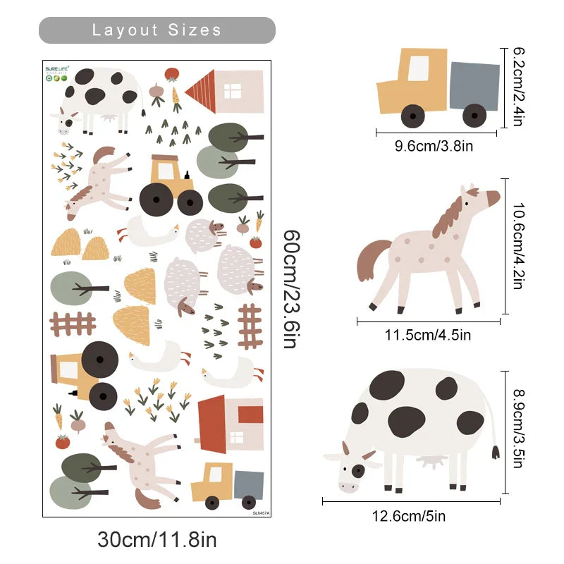 Boho Cute Cow Watercolor Wall Decals for Kids Nursery Bedroom (Online Order Only)