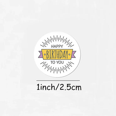 100-500pcs Round Happy birthday Labels Kraft Paper Sticker Candy Bag Flower Gift Box Cake Boxes and Packaging Wedding Stickers (ONLINE ORDER ONLY)