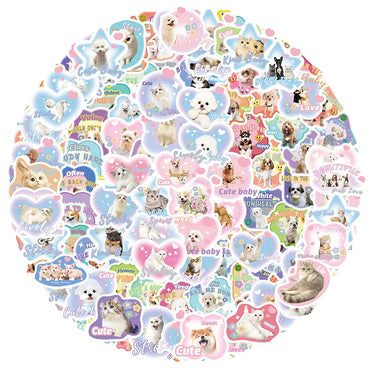 10/30/60/120PCS Cute Pet Dog Cat Stickers Cartoon Decals DIY Waterproof Scrapbook Phone Suitcase Skateboard Fridge Graffiti Toys (ONLINE ORDER ONLY)
