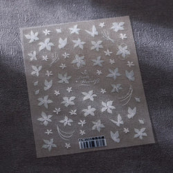 Pure White Lily Petals Flower Butterfly Branch Leaves Line Minimalist Self Adhesive Nail Art Decorations Sticker Manicure Decals (ONLINE ORDER ONLY)