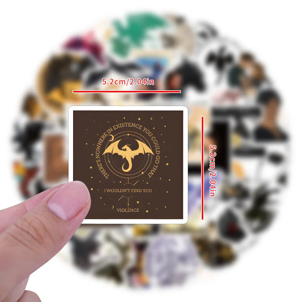 10/30/50/120pcs Fantasy Novel Fourth Wing Waterproof Stickers Anime Decals Skateboard Laptop Phone Car Luggage Cool Sticker Toy (ONLINE ORDER ONLY)