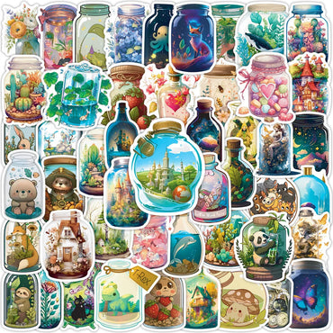 10/30/50pcs INS Style Bottle World Animal Plant Cartoon Stickers Aesthetic Water Bottle Laptop Decoration Cute Sticker Kids Toy (ONLINE ORDER ONLY)
