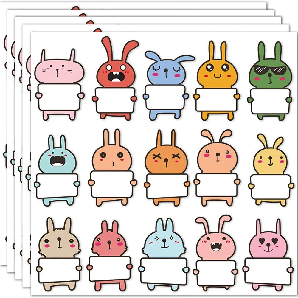 75pcs Cute Rabbit Name Stickers for Classroom, Water Bottle, Lunch Box, Laptop, School Supplies (Online Order Only)