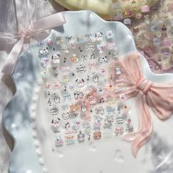Graffiti Bear Cat Kitten Dog Puppy Bowknot Cake Tulip Note Star Cherry Cup Adhesive Nail Art Decoration Sticker Manicure Decals (ONLINE ORDER ONLY)