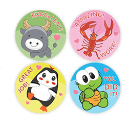 100-500pcs Round Cartoon Toys Animal stickers for kids Teacher Reward Encourage Sticker Office Stationery for children (Online Order Only)