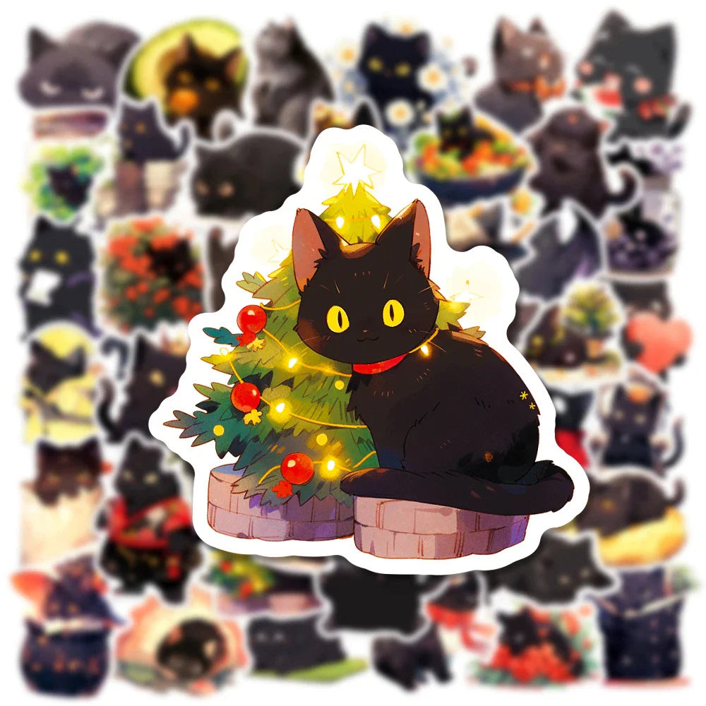 10/30/50pcs Cute Cartoon Black Cat Stickers Decals Laptop Motorcycle Phone Car Diary Luggage Decoration Sticker for Kids Toys (ONLINE ORDER ONLY)