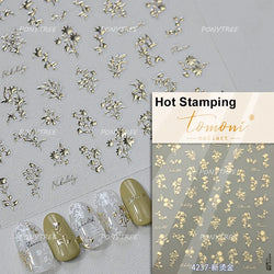 Embroidered Butterfly Flower Colourful Gradient Morning Glory Leaves Self Adhesive Nail Art Stickers Rhinestone Manicure Decals (ONLINE ORDER ONLY)
