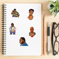 10/30/64pcs Mix of Rapper Hip Hop Cartoon Sticker Packs (ONLINE ORDER ONLY)