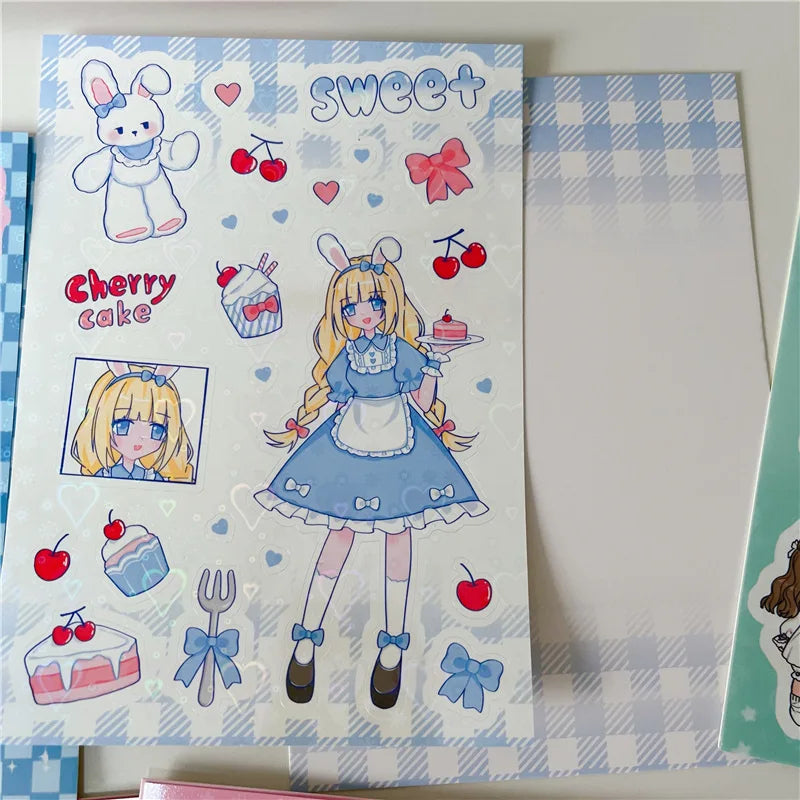 Cute Retro Comic Girl Stickers Diary Scrapbooking DIY Album Decoration Sticker Couple Aesthetic Kawaii Stationery Stick Label (ONLINE ORDER ONLY)