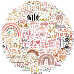 Boho Thank You Gratitude Stickers for Suitcase, Skateboard, Laptop, Luggage, Phone, Car - 10/30/50pcs Decals (ONLINE ORDER ONLY)