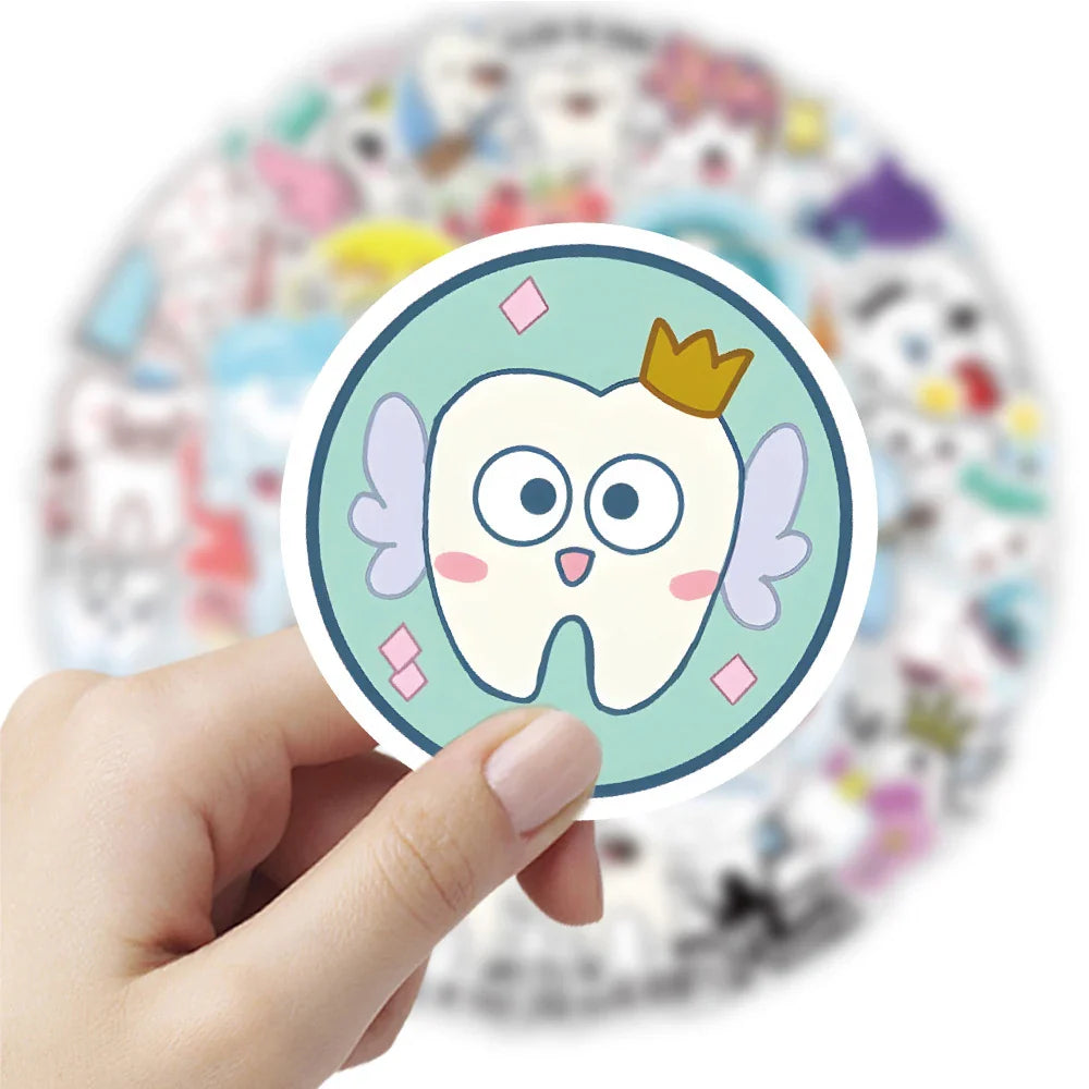 Cartoon Tooth Stickers Decals Laptop Phone Car Waterproof 10/30/50pcs (Online Order Only)