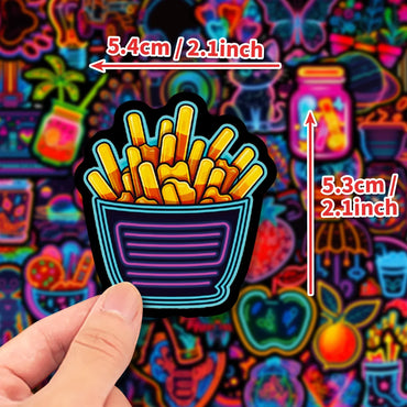 10/30/50PCS Fresh Neon PVC Sticker Aesthetic DIY Decoration Scrapbooking Children's Korean Stationery School Supplies for Kids (ONLINE ORDER ONLY)