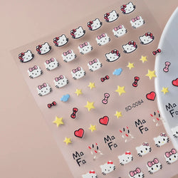 1pc 5D Pink/Black Hello Kitty Nail Art Stickers Anime Cartoon Japanese Cartoon KT Cat Manicure Decal Luxury DIY Nail Accessories (ONLINE ORDER ONLY)