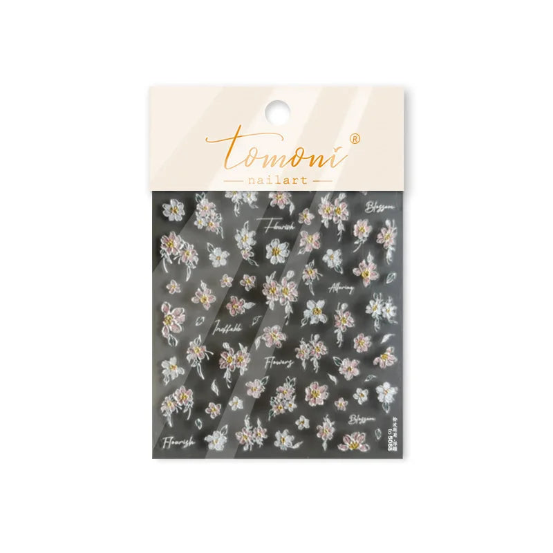 Colourful Daisy Pink Coreopsis Cosmos Persian Chrysanthemum Flower Garden Adhesive Nail Art Decoration Stickers Manicure Decals (ONLINE ORDER ONLY)